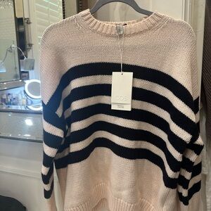 COS Women's 100% wool Sweater - Black and Cream Stripes XS NWT